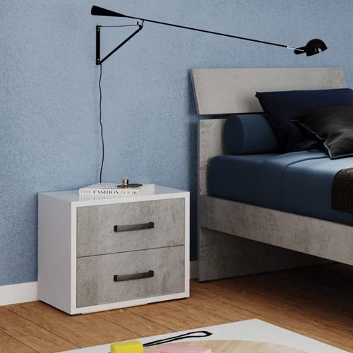 Comodino Moderno Cemento Con 2 Cassetti Per Cameretta Bambini Comodini In Legno Ideali In Camera Da