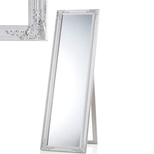 Cornice Specchio Da Terra Rettangolare In Legno Bianco Anticato Specchiera Ingresso Da Pavimento In Stile Shabby Chic Dimensioni 40x5x160 Cm