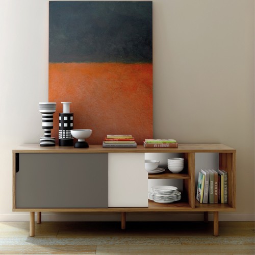 Credenza buffet moderna Mobile basso bianco in legno per