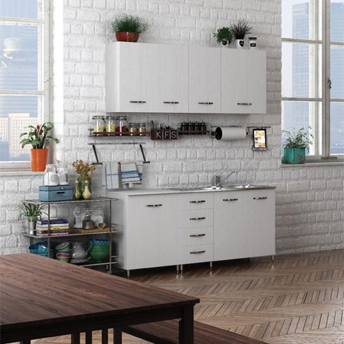 Mobile cucina componibile cm.80, con 2 ante e 2 cassetti, bianco top color  marmo Arredobagno e Cucine s.r.l.s.