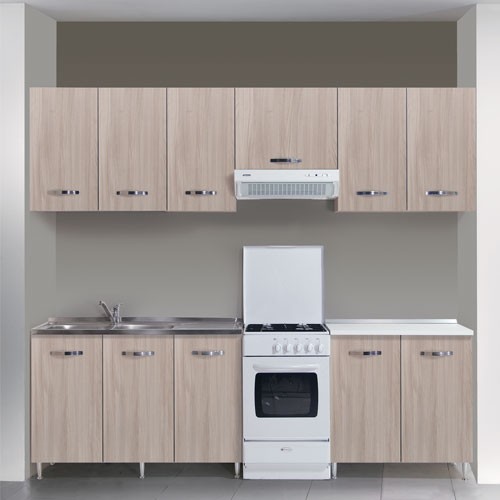 Pensile Cucina Componibile Made In Italy - 80 Cm Con 2 Ante - Legno Massello - Bianco Con Ante Olmo