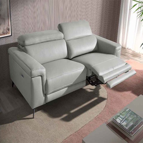 Divano a posti Angel Cerdà rivestito in pelle grigia con