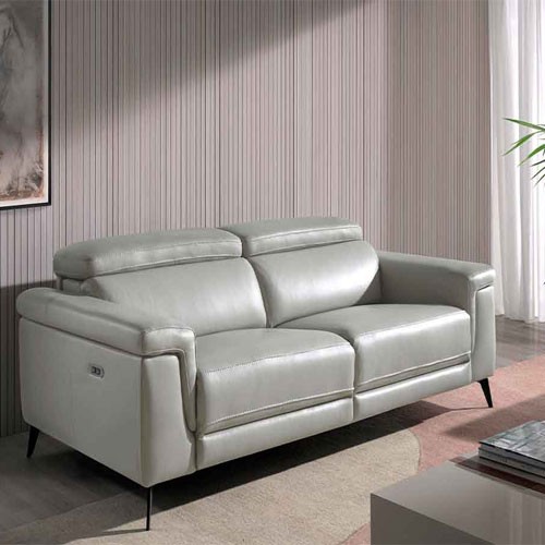 Divano a posti in Angel Cerdà rivestito in pelle grigia con