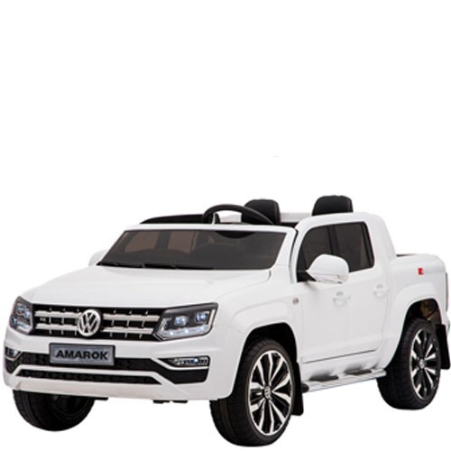 Macchina Elettrica 12v Due Posti Per Bambini Con Telecomando Fuoristrada Elettrico Pick Up Bianco Volkswagen 2