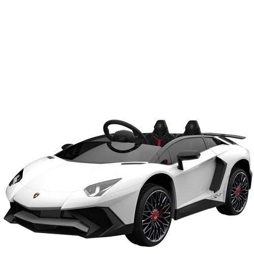 Macchina Elettrica 12 Volt Lamborghini Aventador Per Bambini Con Telecomando E Due Poggiatesta Auto Elettrica Sportiva Colore Bianco Per Bambino Con Radiocomando