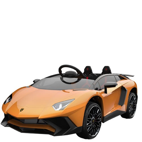 Macchina Elettrica 12 Volt Lamborghini Aventador Per Bambini Con Telecomando E Due Poggiatesta Auto Elettrica Sportiva Colore Arancione Per Bambino Con Radiocomando