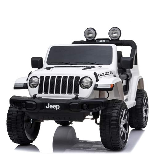 Auto Elettrica Due Posti Per Bambini Con Batteria 12 Volt E Telecomando Fuoristrada Jeep Wrangler Rubicon Elettrico Colore Bianco 2 Posti Per Bambino Con Retromarcia E Porte Apribili