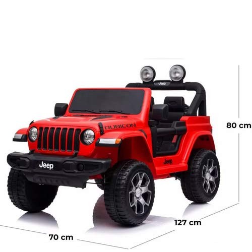 Auto Elettrica Due Posti Per Bambini Con Batteria 12 Volt E Telecomando Fuoristrada Jeep Wrangler Rubicon Elettrico Colore Rosso 2 Posti Per Bambino Con Retromarcia E Porte Apribili