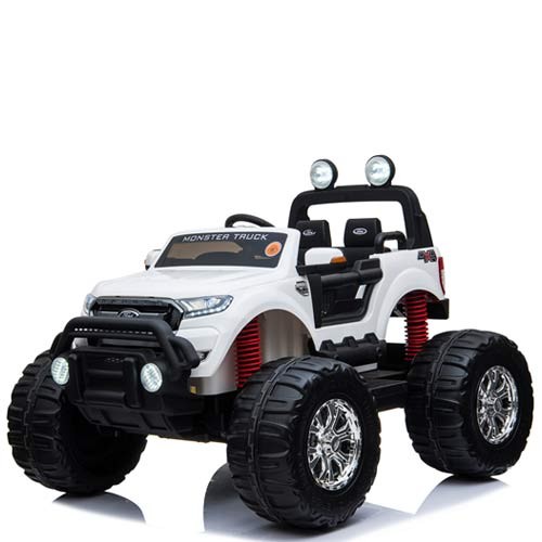Macchina Elettrica Per Bambini Ford Monster Truck 12 Volt A Due Posti Con Telecomando Fuoristrada Elettrico Suv 12v 4x4 Bianco Per Bambino Con Radiocomando E Luci Led