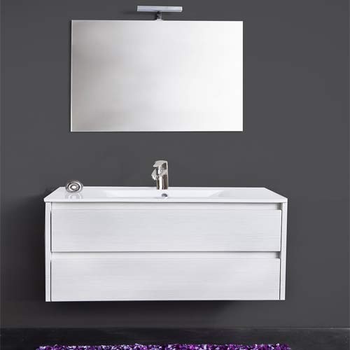 Mobile Bagno Moderno Sospeso Federica Mobili Sospesi In Legno Colore Bianco Completo Di Specchio Illuminazione Led