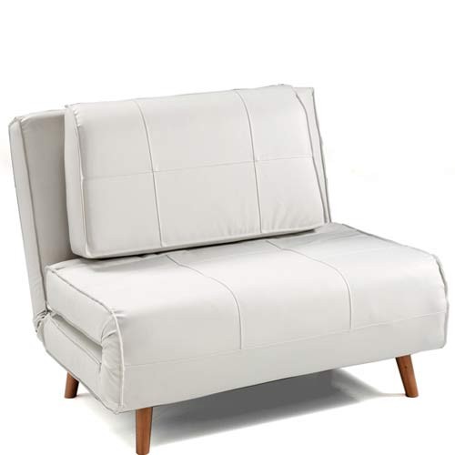 Poltrona Letto Tomasucci Con Piedi In Legno Massello Finitura Faggio Poltrone Letto Rivestite In Pelle Sintetica Bianca Ideale In Soggiorno E In Ufficio