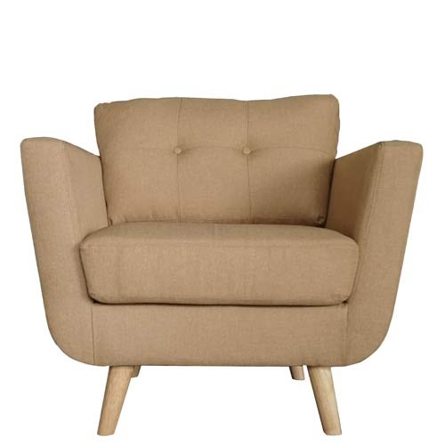 Poltrona in tessuto beige con gambe in legno, poltrone sofa 87x86xh84 cm  ideale in soggiorno o camera da letto.