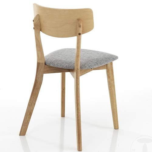 Sedia Cucina In Legno Massello Finitura Rovere Sedie Imbottita Soggiorno Rivestita In Tessuto Grigio Da Abbinare A Un Tavolo Della Linea Tomasucci
