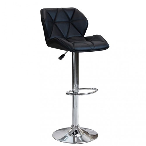 Sgabello cucina bar in ecopelle nera struttura in acciaio cromato