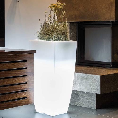 Vaso Luminoso Da Giardino Per Esterno Vasi Illuminati Di Luce Bianca Per Piante In Resina Bianca Per Interno