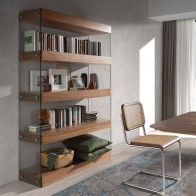 Libreria in legno e vetro