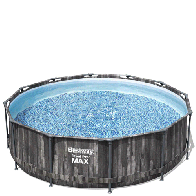 Piscina bambini rotonda Bestway Steel Pro Max 366x100 cm. Piscine giardino fuoriterra rigide con rivestimento esterno effetto legno, accessori inclusi pompa filtrante e scaletta.