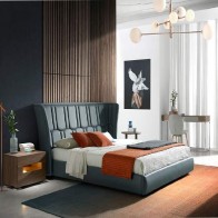 Letto in ecopelle grigio