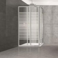 Box doccia angolare altezza 185 cm. Cabina doccia bagno con cristallo serigrafato 3 mm e profilo in alluminio argento lucido