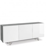 Credenza buffet moderna Sarmog cemento con tre ante bianco lucido. Mobili credenze basse moderne in legno ideale in cucina e sala da pranzo