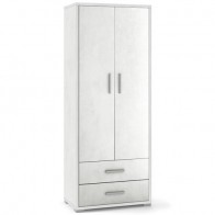 Armadio mobile multiuso con 2 cassetti e 4 ripiani. Armadi ufficio bianco con 2 ante, misure 182x71x41 cm.