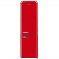 Frigorifero combinato a due porte Akai rosso anni 50. Frigoriferi vintage 265 litri con freezer congelatore, ideali in cucina.