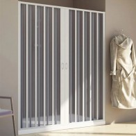 Box doccia con apertura centrale a soffietto e profili in PVC  da 1,2 mm. Cabina docce bagno con estensione regolabile, dimensioni 180x160x185h cm.