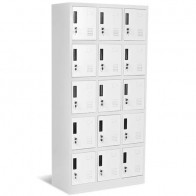 Armadietto metallico ufficio, armadio spogliatoio in metallo con serratura. Armadi casellari portaoggetti con 15 ante, dimensioni 40x90x185 cm.