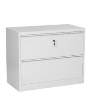 Armadio classificatore schedario orizzontale in metallo. Armadietti metallici con 2 cassetti per archivio cartelle documenti, dimensioni 45x90x72 cm.