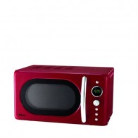 Forno microonde vintage rosso Akai 20 litri con grill, forni 1200 watt con vano cottura illuminato e funzione scongelamento.