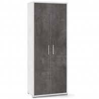 Armadio mobile multiuso con 4 ripiani. Armadi ufficio bianco con 2 ante nere, misure 182x71x41 cm.