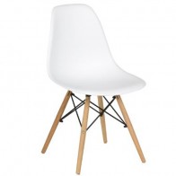 Sedia cucina in polipropilene e gambe in legno. Sedie ufficio design bianca da scrivania, poltroncina ideale anche in soggiorno.