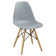 Sedia cucina in polipropilene e gambe in legno. Sedie ufficio design bianca da scrivania, poltroncina