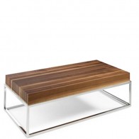 Tavolino salotto noce Angel Cerdà in MDF, tavolini per salone con base in acciaio cromato.