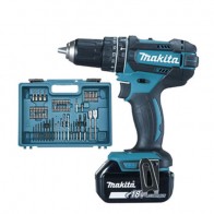 Trapano avvitatore a batteria con percussione 18V,  fornito di valigetta, 2  batterie e caricabatterie.Trapani avvitatori professionali Makita DHP482RFX1 ideali per il fai da te e bricolage. 