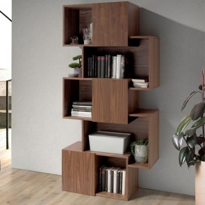 Libreria soggiorno casa in legno. Librerie salone classiche in noce, ideale anche per l'ufficio.