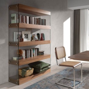 Libreria design in vetro per casa e ufficio. Librerie classiche e moderne con ripiani in MDF laccato e legno impiallacciato noce.