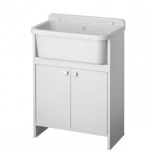 Kit mobile lavatoio in PVC antiacido, misure 55x34x80H cm. Lavatoio lavanderia con vasca lavaggio in polipropilene, ideale anche per l'esterno.