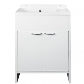 Kit mobile lavatoio in PVC antiacido, misure 58x38x85H cm. Lavatoio lavanderia con vasca lavaggio in polipropilene, ideale anche per l'esterno.