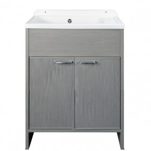 Kit mobile lavatoio in PVC antiacido, misure 58x38x85H cm. Lavatoio lavanderia rovere con vasca lavaggio in polipropilene, ideale anche per l'esterno.