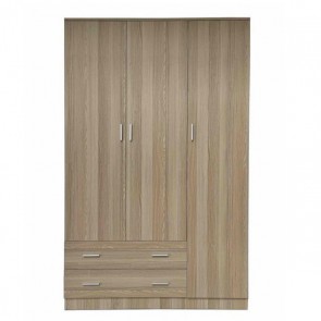 Armadio guardaroba cameretta in legno con tre ante e due cassetti. Armadi per camerette olmo con tripla anta e cassettiera