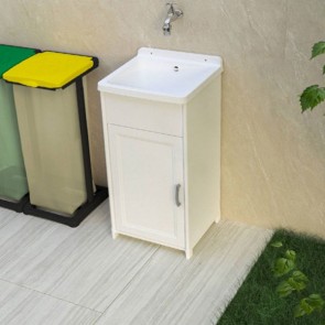Kit mobile lavatoio in resina antiacido 40x40 cm. Mobiletto lavanderia completo pilozzo, ideale anche per l'esterno.