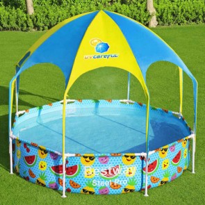 Piscina bambini Bestway Steel Pro 244x51H cm, piscine giardino rigide fuori terra con telaio e copertura.