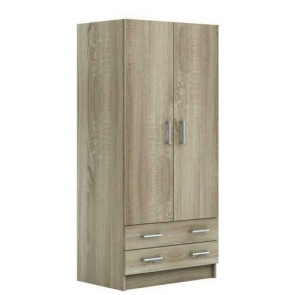 Armadio guardaroba cameretta in legno con ante e 2 cassetti. Armadi per camerette rovere con doppia anta e cassettiera, misure 82x46x184H cm.