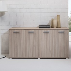 Credenza buffet cucina 80x180x45 cm. Mobiletto multiuso ufficio con 4 ante colore olmo, ideale anche in soggiorno