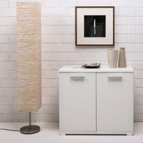 Credenza buffet cucina bianca 80x90x45 cm. Mobile multiuso 90 cm bianco frassinato con 2 ante, ideale in soggiorno.