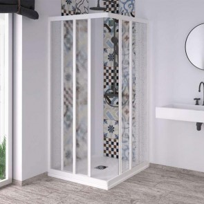 Box doccia angolare con profili in PVC e acrilico da 1,8 mm. Cabina docce bagno Acril angolari con estensione regolabile, dimensioni 70x90x190h cm.