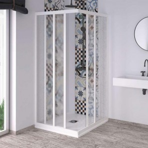 Box doccia angolare con profili in PVC e acrilico da 1,8 mm. Cabina docce bagno Acril con estensione regolabile, dimensioni 80x120x190h cm.