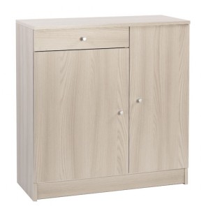 Armadio multiuso olmo con ripiani regolabili. Mobile bagno due ante e un cassetto in legno, ideale in lavanderia per i detersivi.