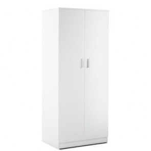 Armadio cameretta Sarmog con due ante in legno altezza 182 cm. Armadi guardaroba per camera da letto con doppia anta di colore bianco, misure 182x77x52 cm.